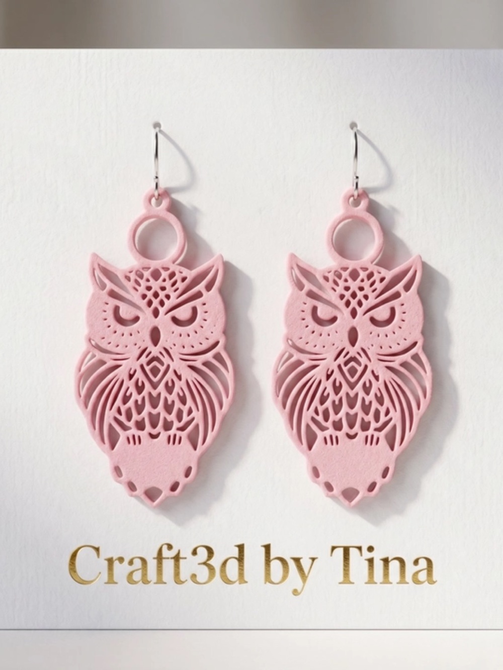 Pink Owl Filigree Earrings
